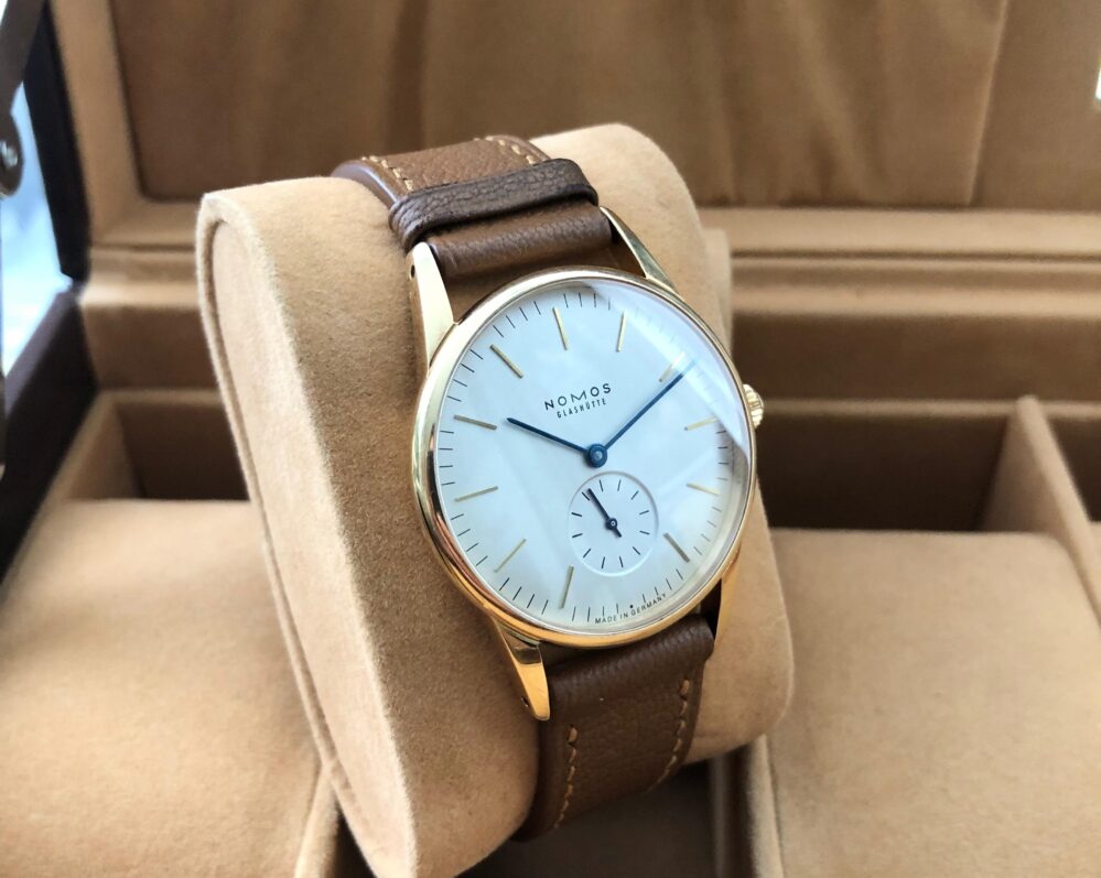 NOMOS Orion 313 Solid 18k Gold Case Hand Wind Movement 35mm Case