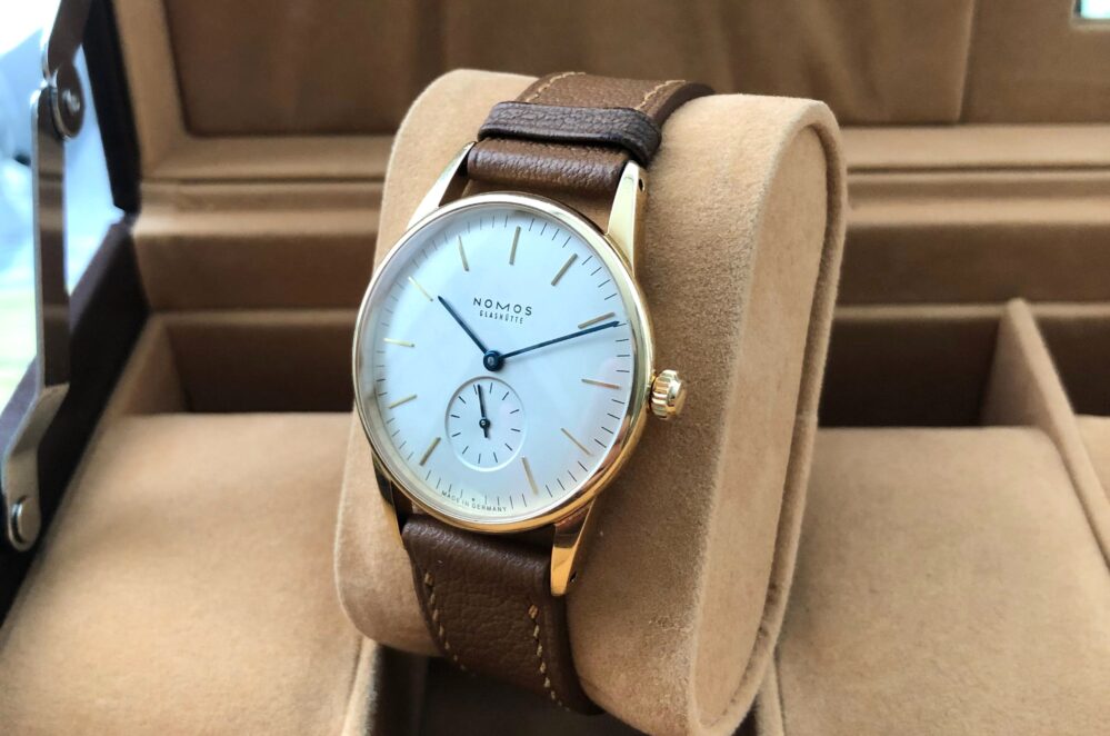 NOMOS Orion 313 Solid 18k Gold Case Hand Wind Movement 35mm Case - Image 3