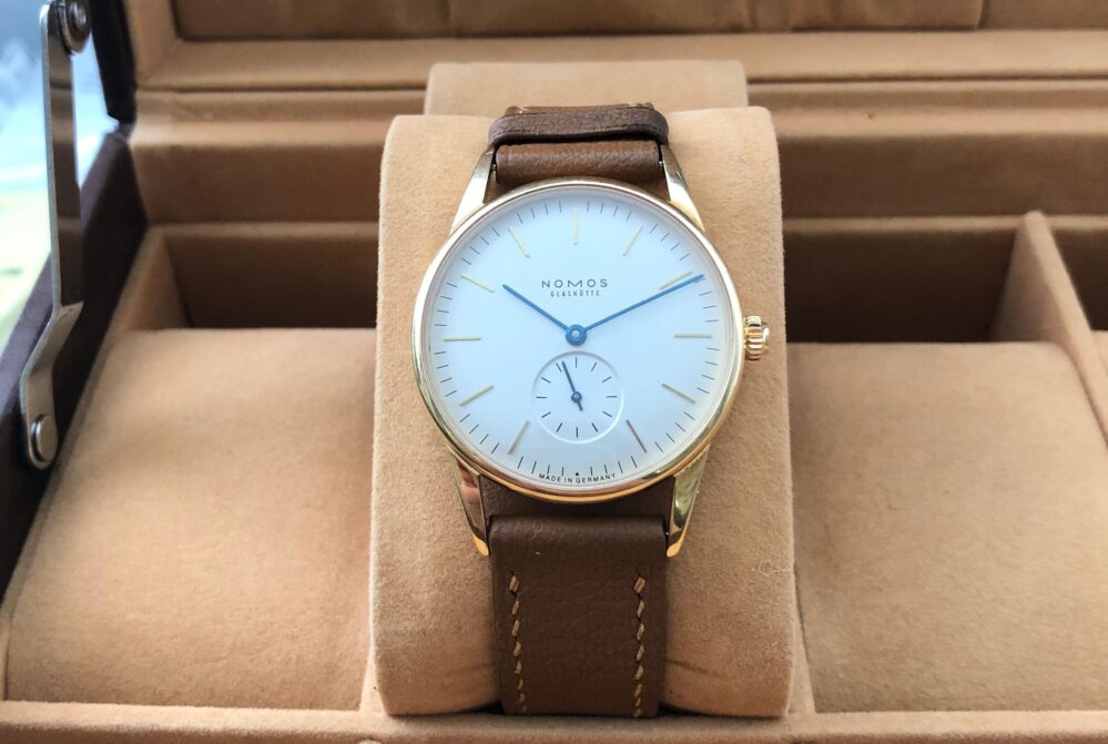 NOMOS Orion 313 Solid 18k Gold Case Hand Wind Movement 35mm Case - Image 8